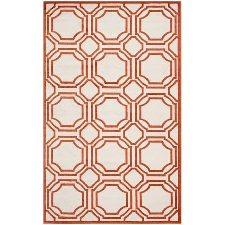 Safavieh 2 Ft.-6 In. X 4 Ft. Runner Indoor-Outdoor Amherst- Ivory And Orange Power Loomed Rug AMT411F-24